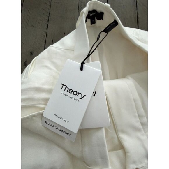 NWT Theory Classic Straight Leg Trouser Size 0 Ivory Linen - Picture 3 of 4